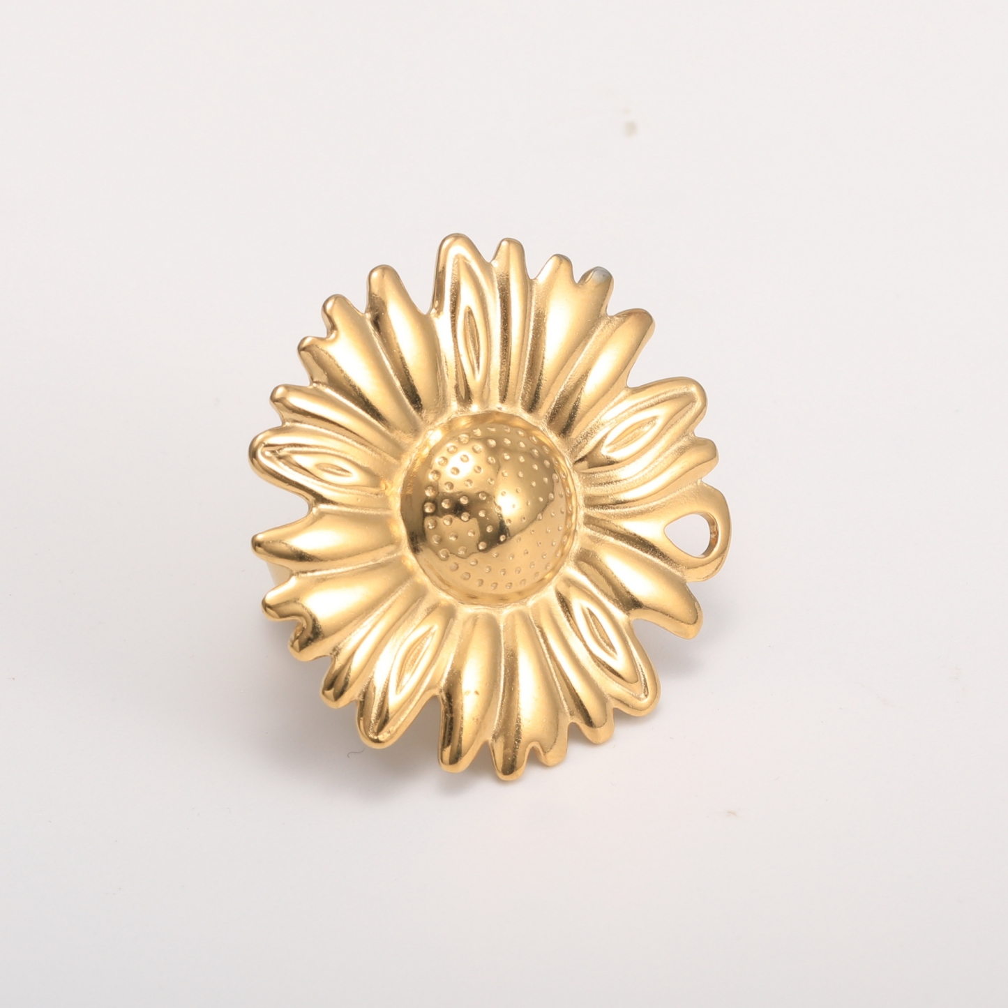 Adjustable 24K Gold Plated Stainless Steel Daisy Women's Ring | G005376-JinBaoJewerly