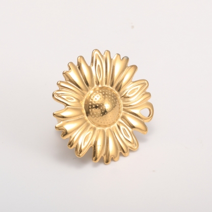 Adjustable 24K Gold Plated Stainless Steel Daisy Women's Ring | G005376-JinBaoJewerly