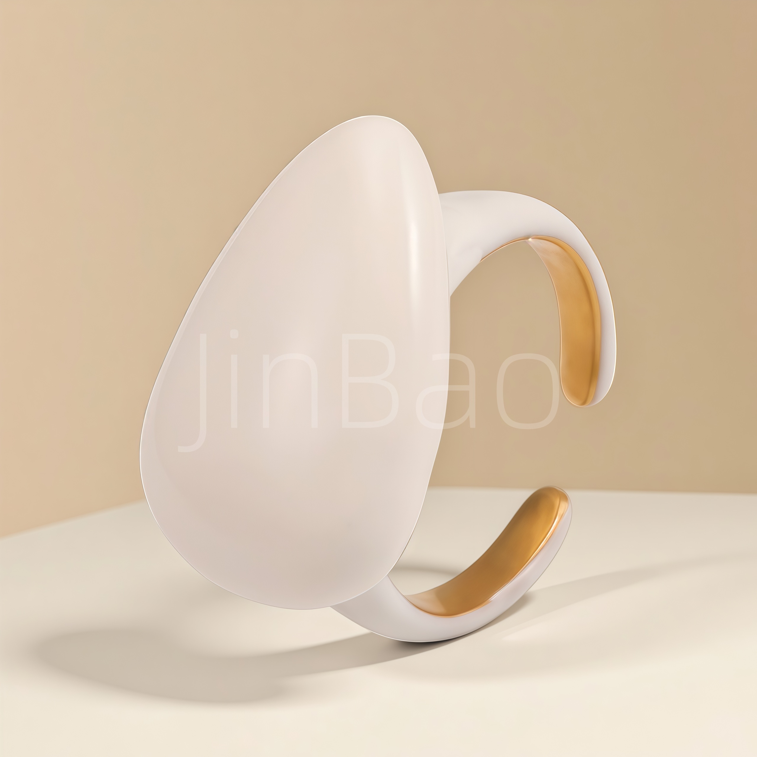 Two Tone White Enamel Gold Interior Open Women's Ring | E0024