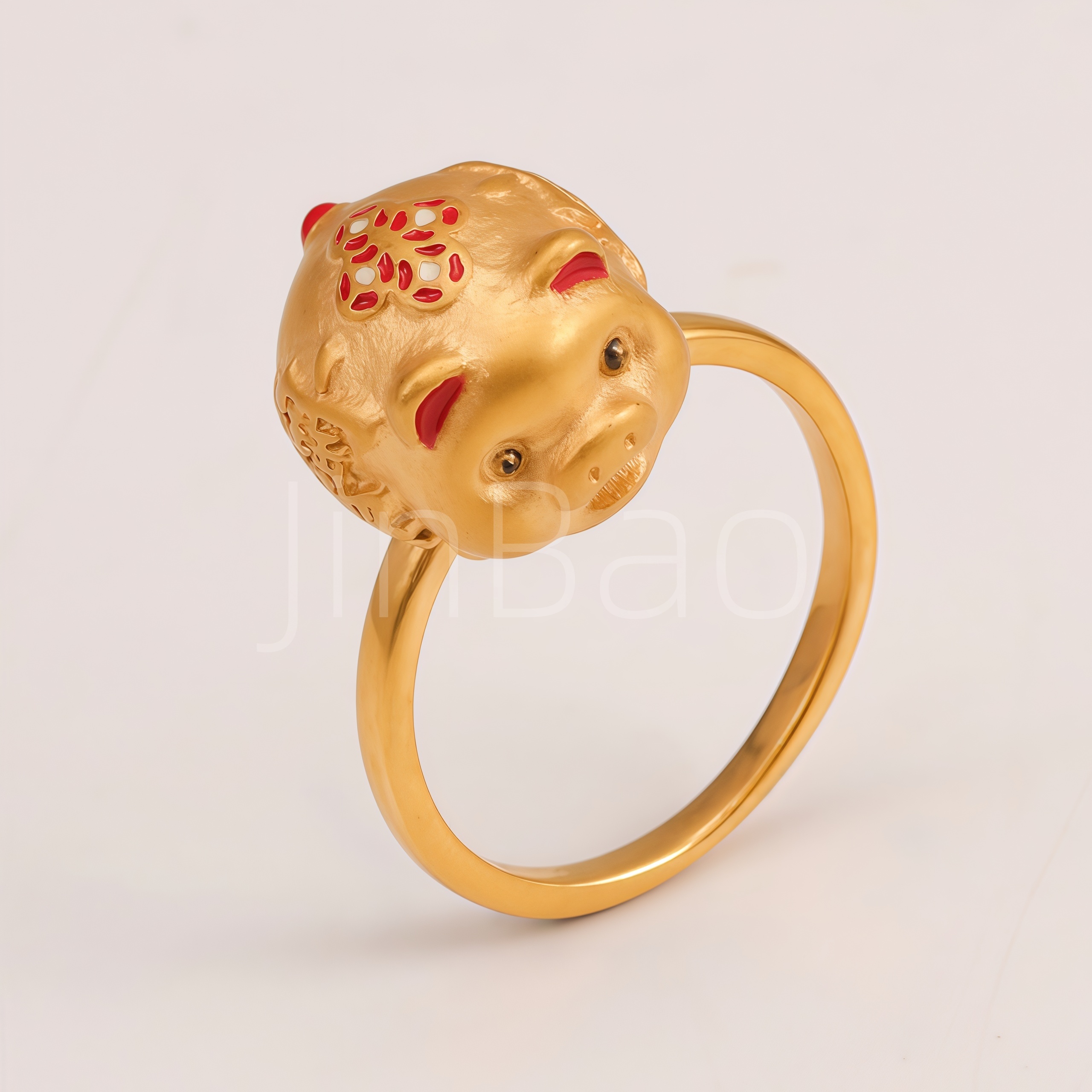 Gold Tone Stainless Steel Women's 3D Lucky Pig Ring | E00190