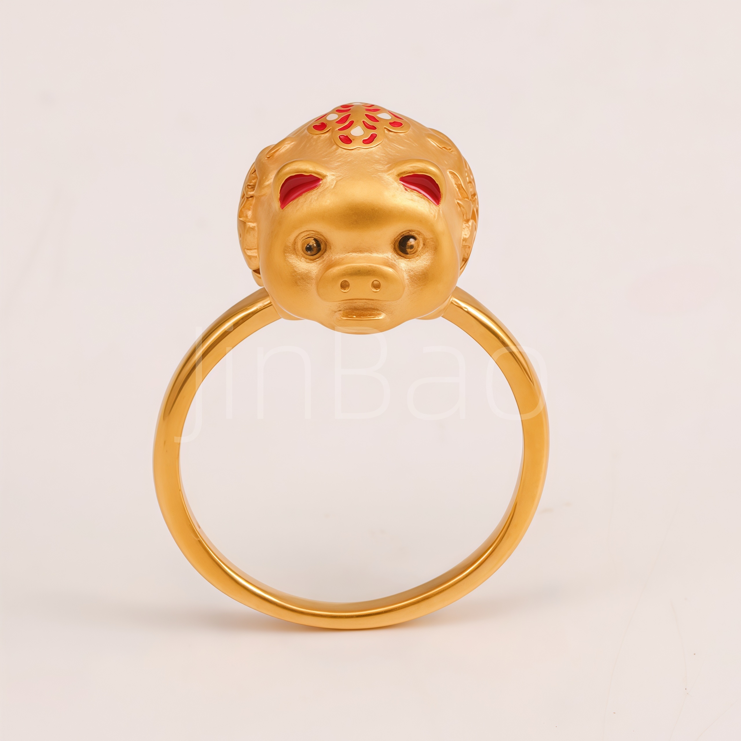 Gold Tone Stainless Steel Women's 3D Lucky Pig Ring | E00190