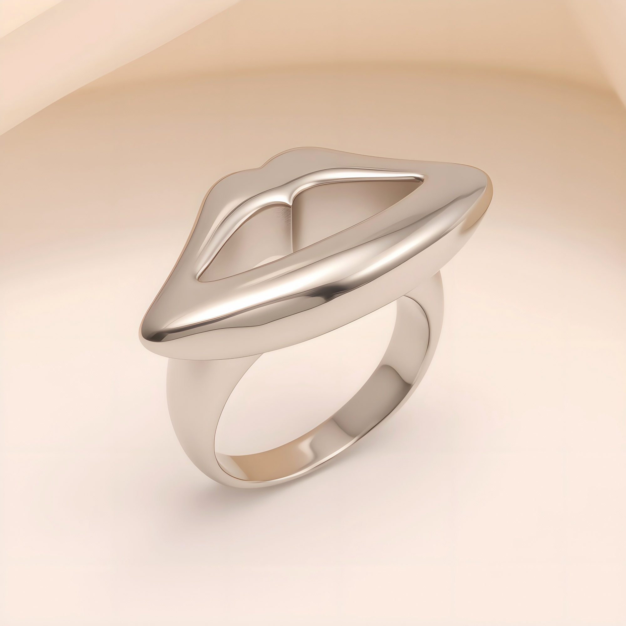 Stylish Style 3D Lip Stainless Steel Women's Ring丨G005467-JinBaoJewerly