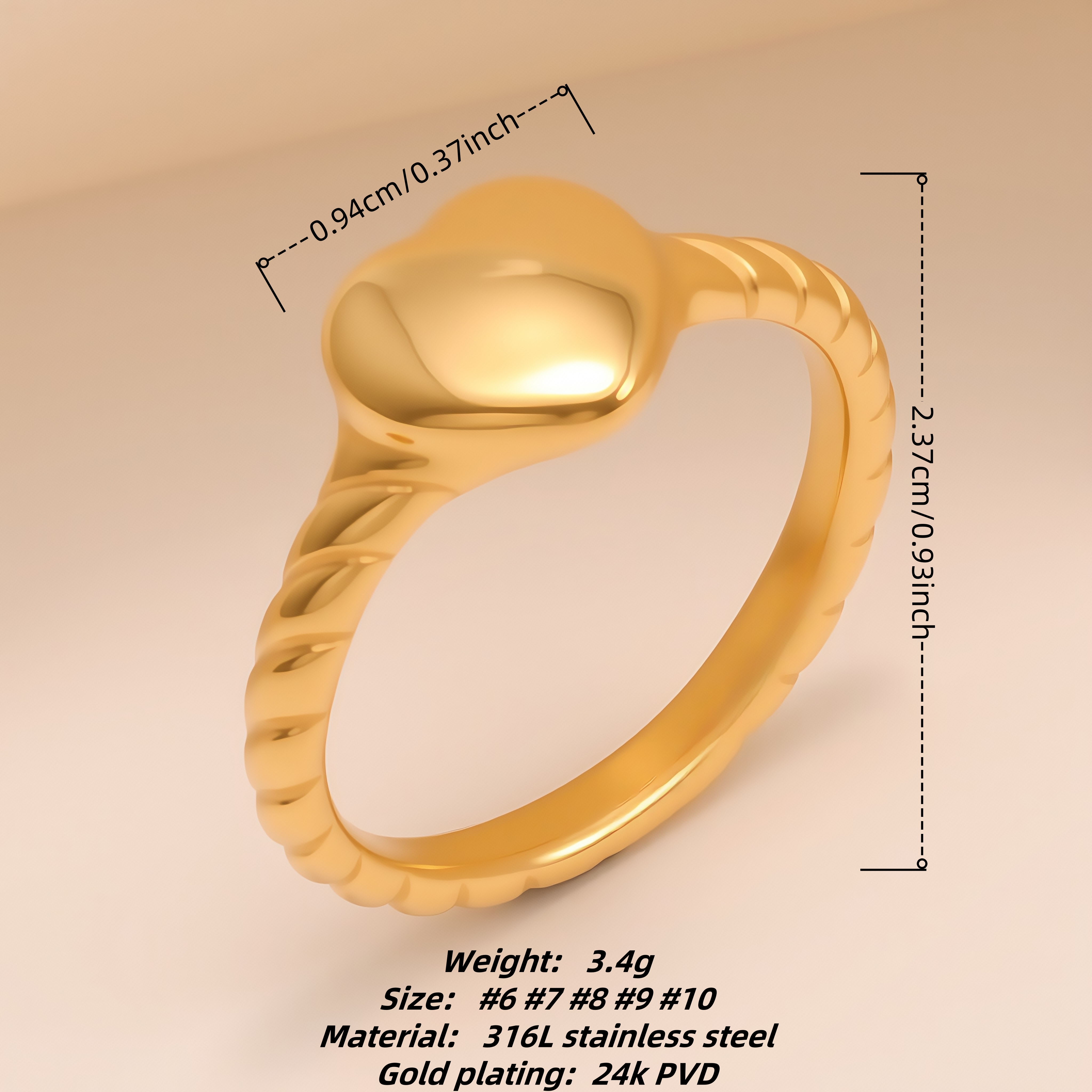 Twisted Pattern Heart Stainless Steel Couple Rings | N00528-JinBaoJewerly