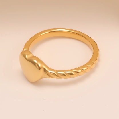 Twisted Pattern Heart Stainless Steel Couple Rings | N00528-JinBaoJewerly