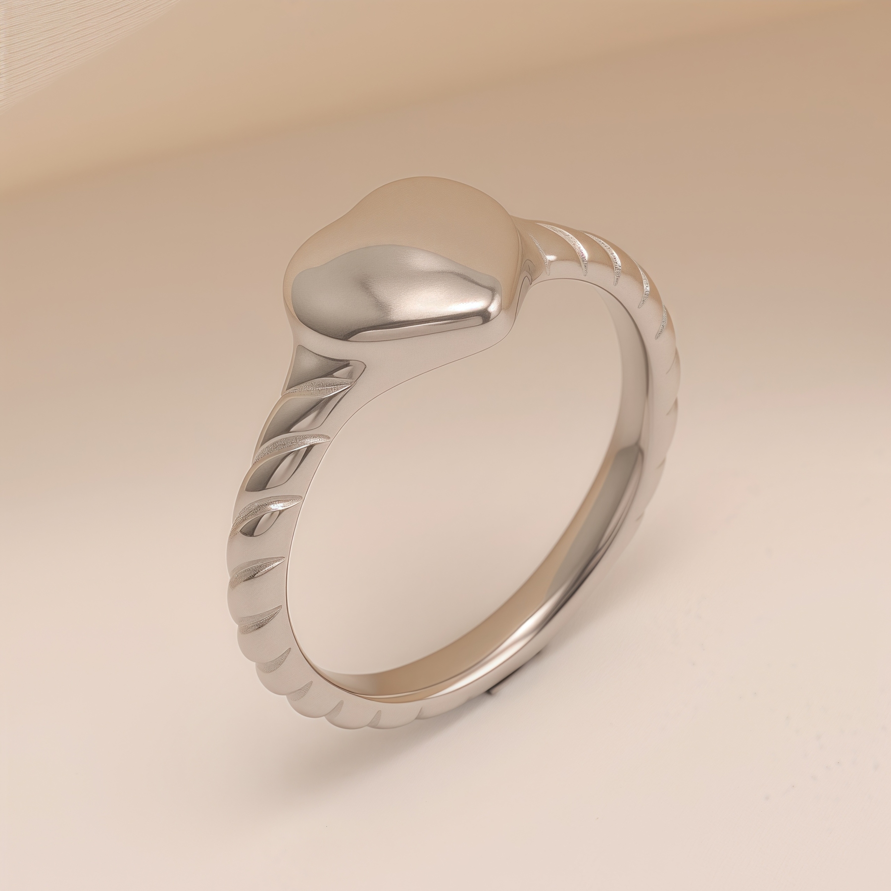 Twisted Pattern Heart Stainless Steel Couple Rings | N00528-JinBaoJewerly