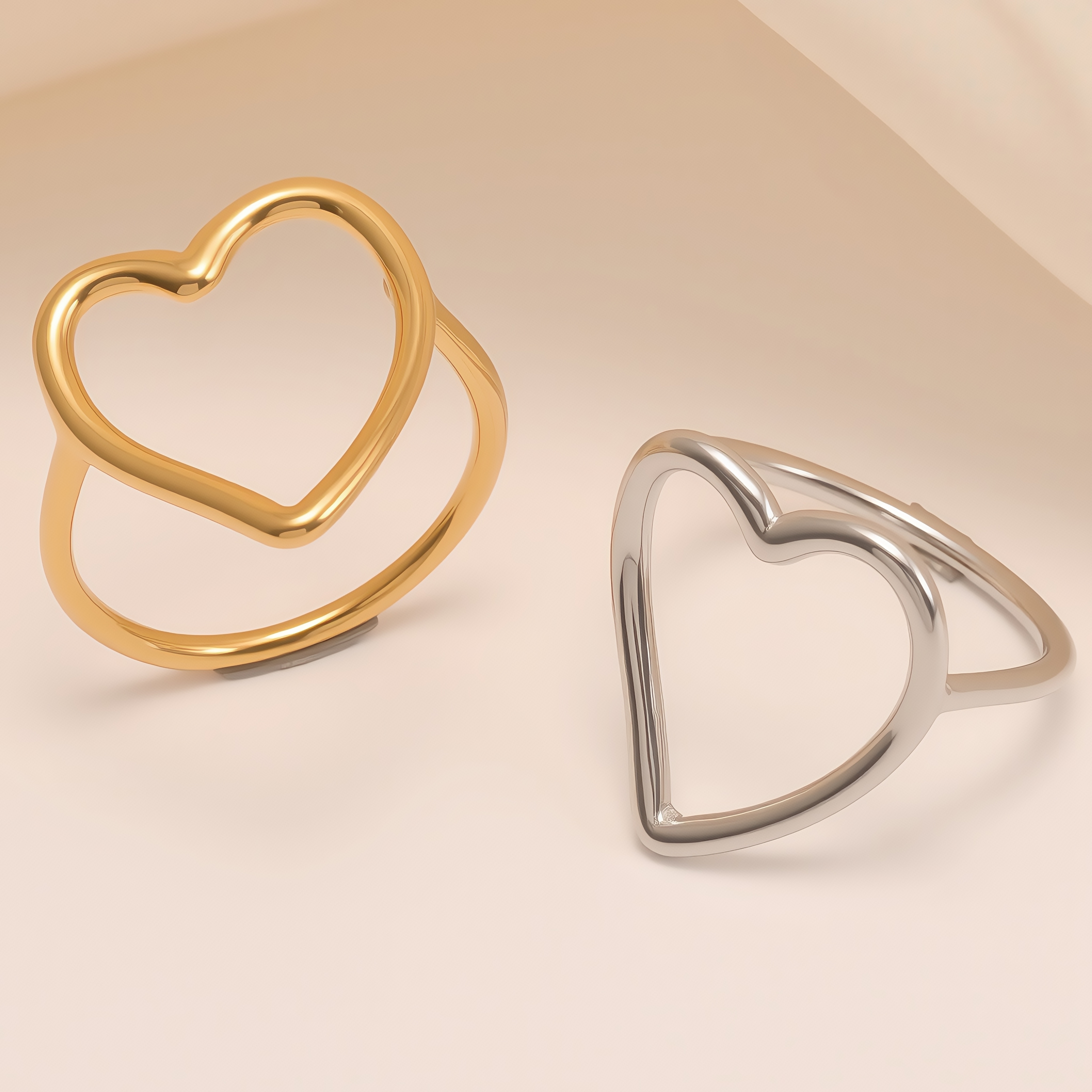Minimalist Hollow Heart Ring, Daily Versatile Women's Ring | N00233-JinBaoJewerly