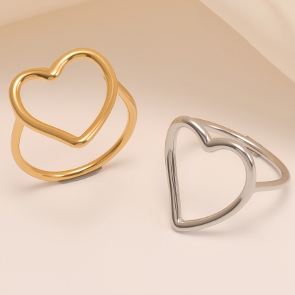 Minimalist Hollow Heart Ring, Daily Versatile Women's Ring | N00233-JinBaoJewerly