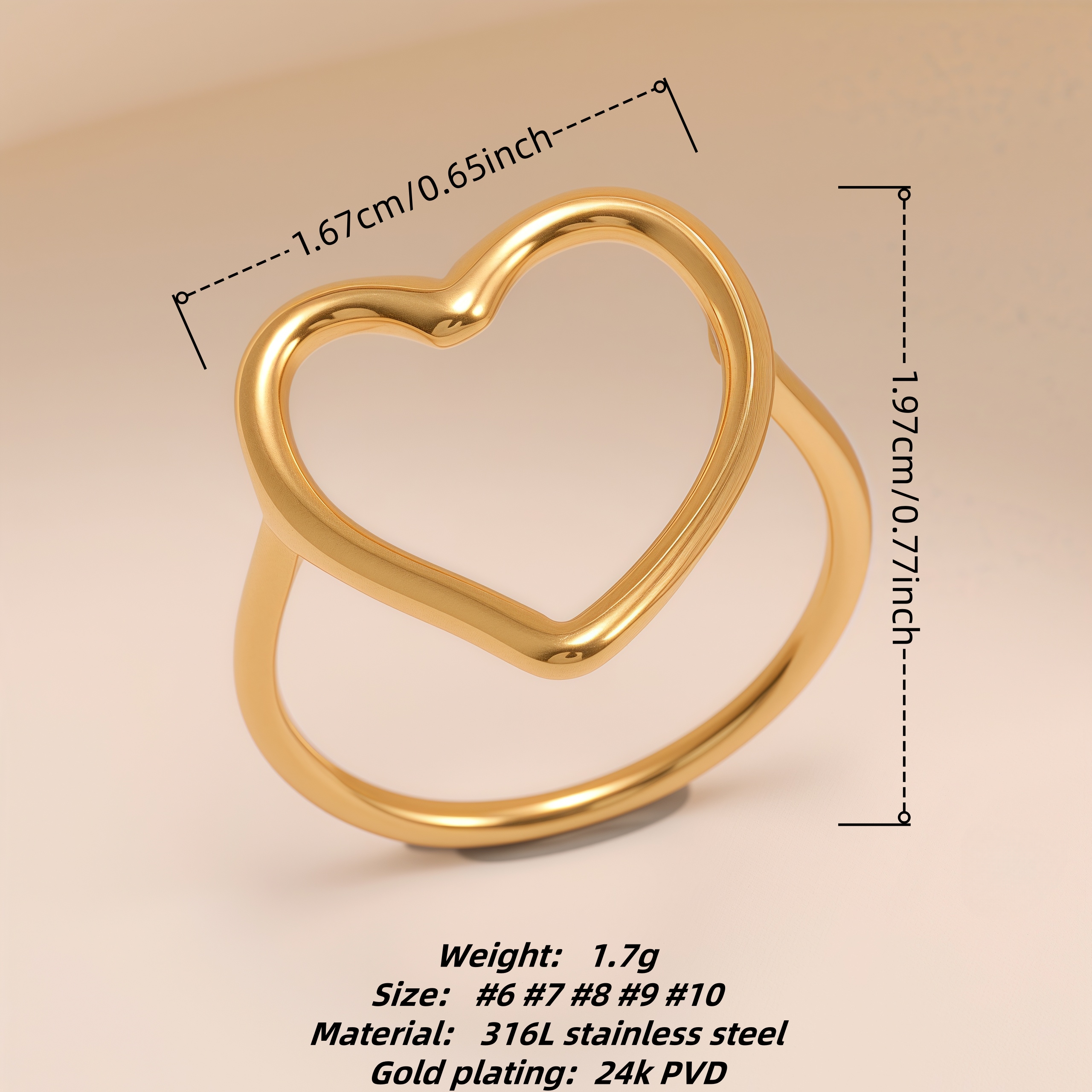 Minimalist Hollow Heart Ring, Daily Versatile Women's Ring | N00233-JinBaoJewerly