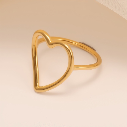 Minimalist Hollow Heart Ring, Daily Versatile Women's Ring | N00233-JinBaoJewerly
