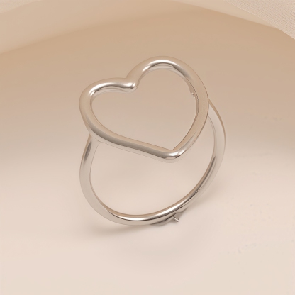 Minimalist Hollow Heart Ring, Daily Versatile Women's Ring | N00233-JinBaoJewerly