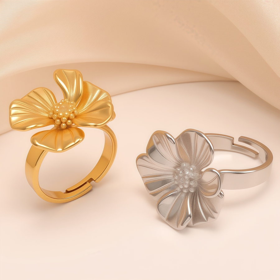 Vintage Court - Style Flower Ring, Metallic Fashion Women's Ring | G005757