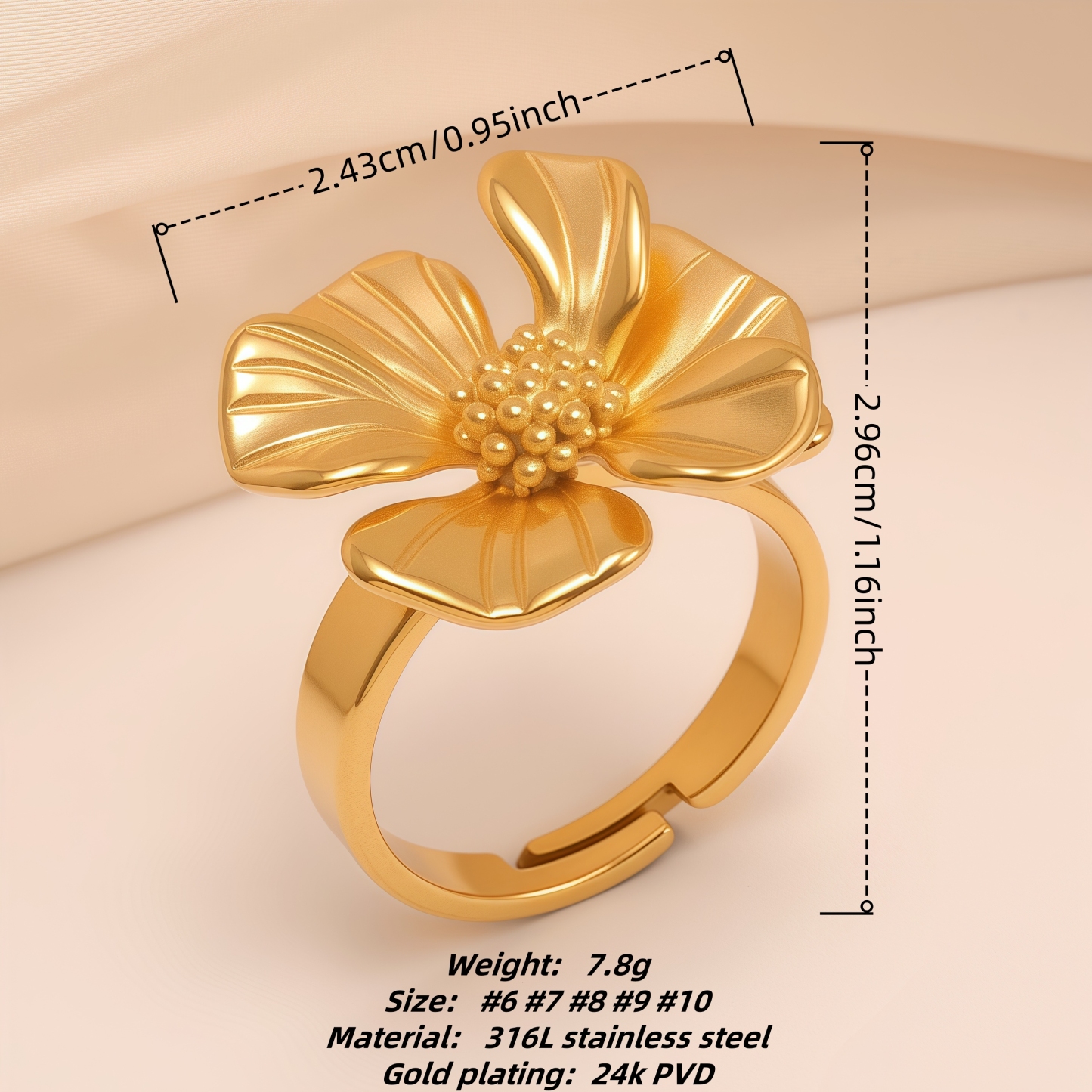 Vintage Court - Style Flower Ring, Metallic Fashion Women's Ring | G005757-JinBaoJewerly