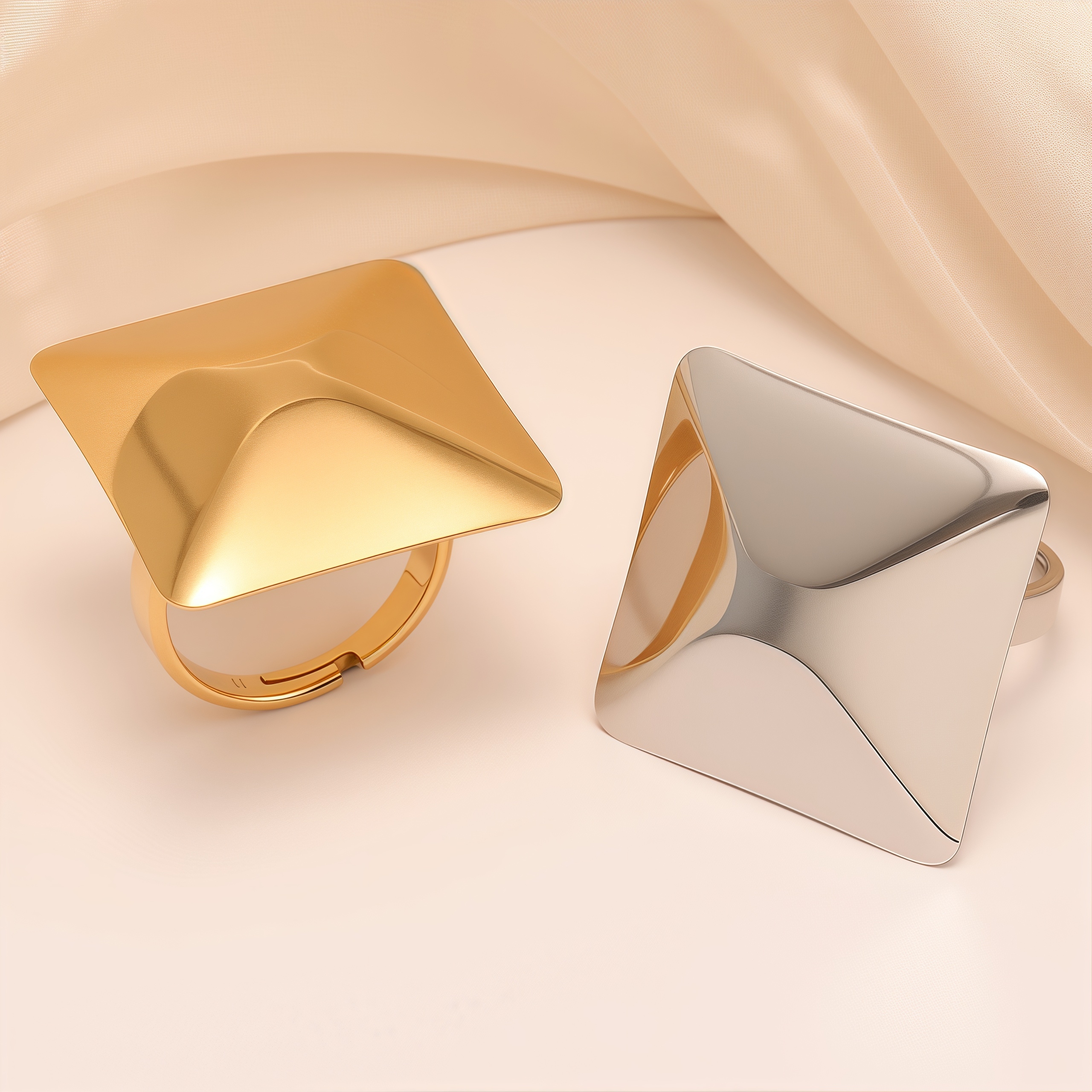 Contemporary Style Angular Square Stainless Steel Women's Ring丨G005377-JinBaoJewerly