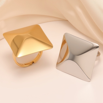 Contemporary Style Angular Square Stainless Steel Women's Ring丨G005377-JinBaoJewerly