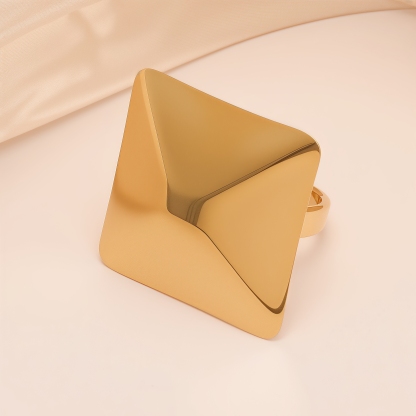 Contemporary Style Angular Square Stainless Steel Women's Ring丨G005377-JinBaoJewerly