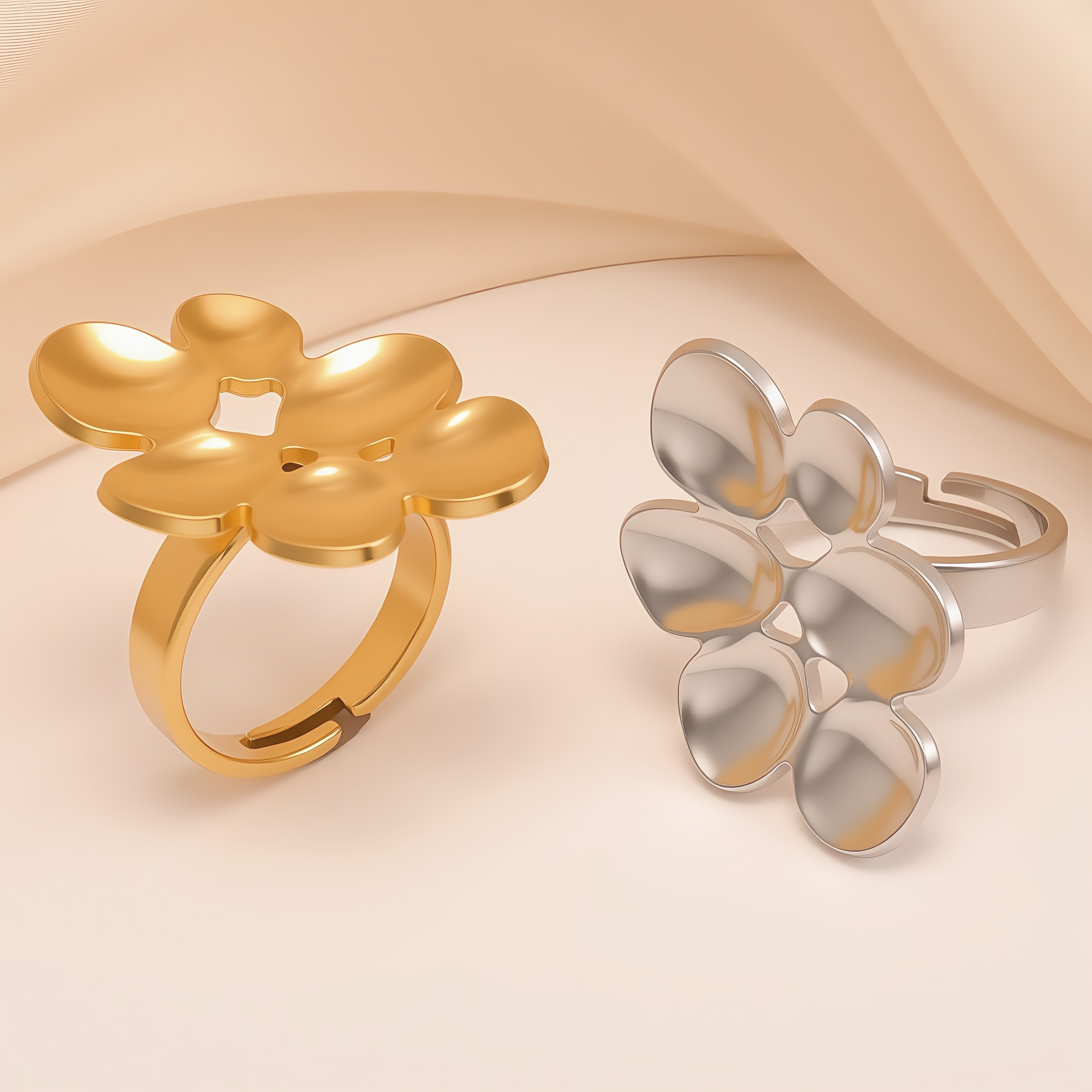 Minimalist Style Hollow Flower Stainless Steel Women's Ring丨G005948-JinBaoJewerly