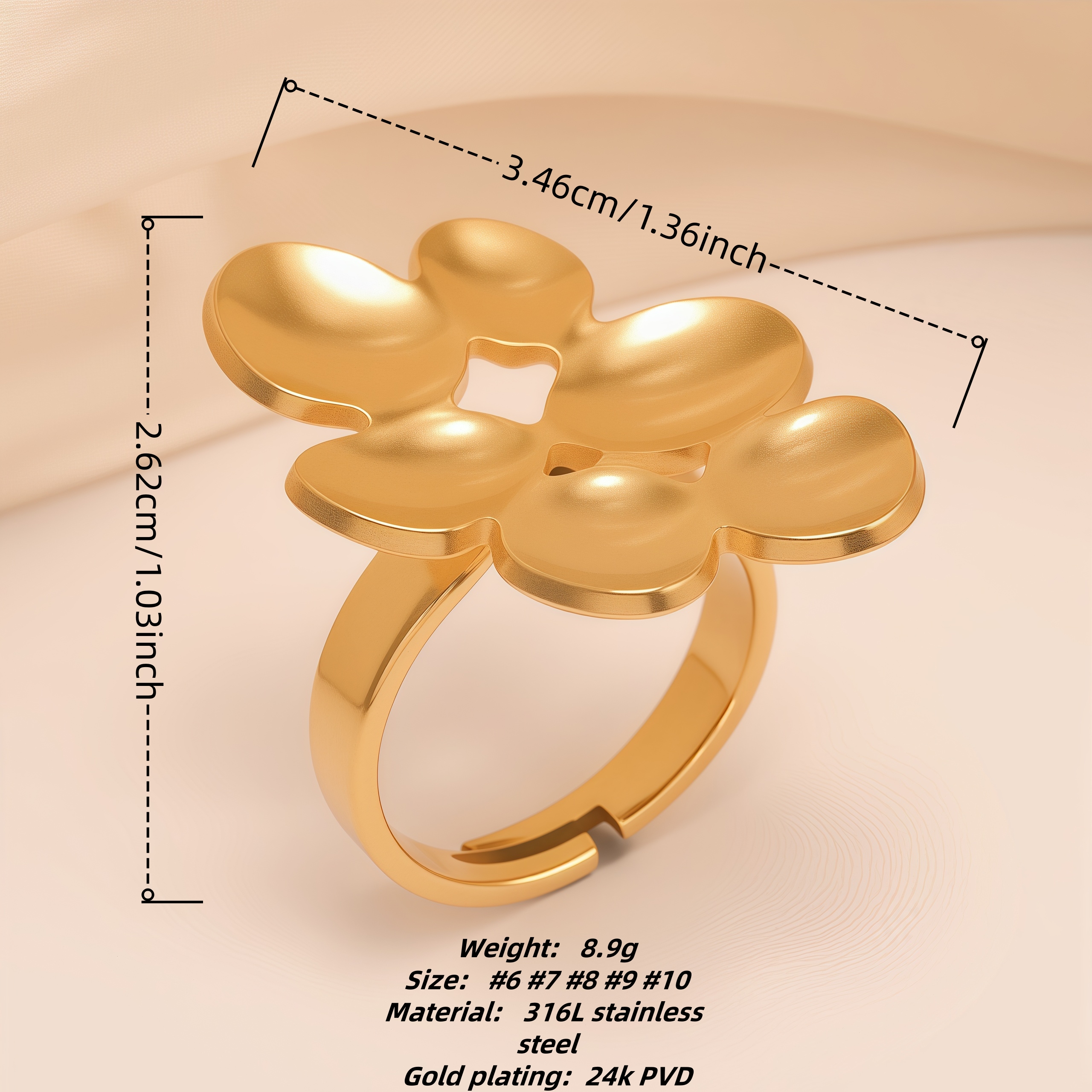 Minimalist Style Hollow Flower Stainless Steel Women's Ring丨G005948-JinBaoJewerly