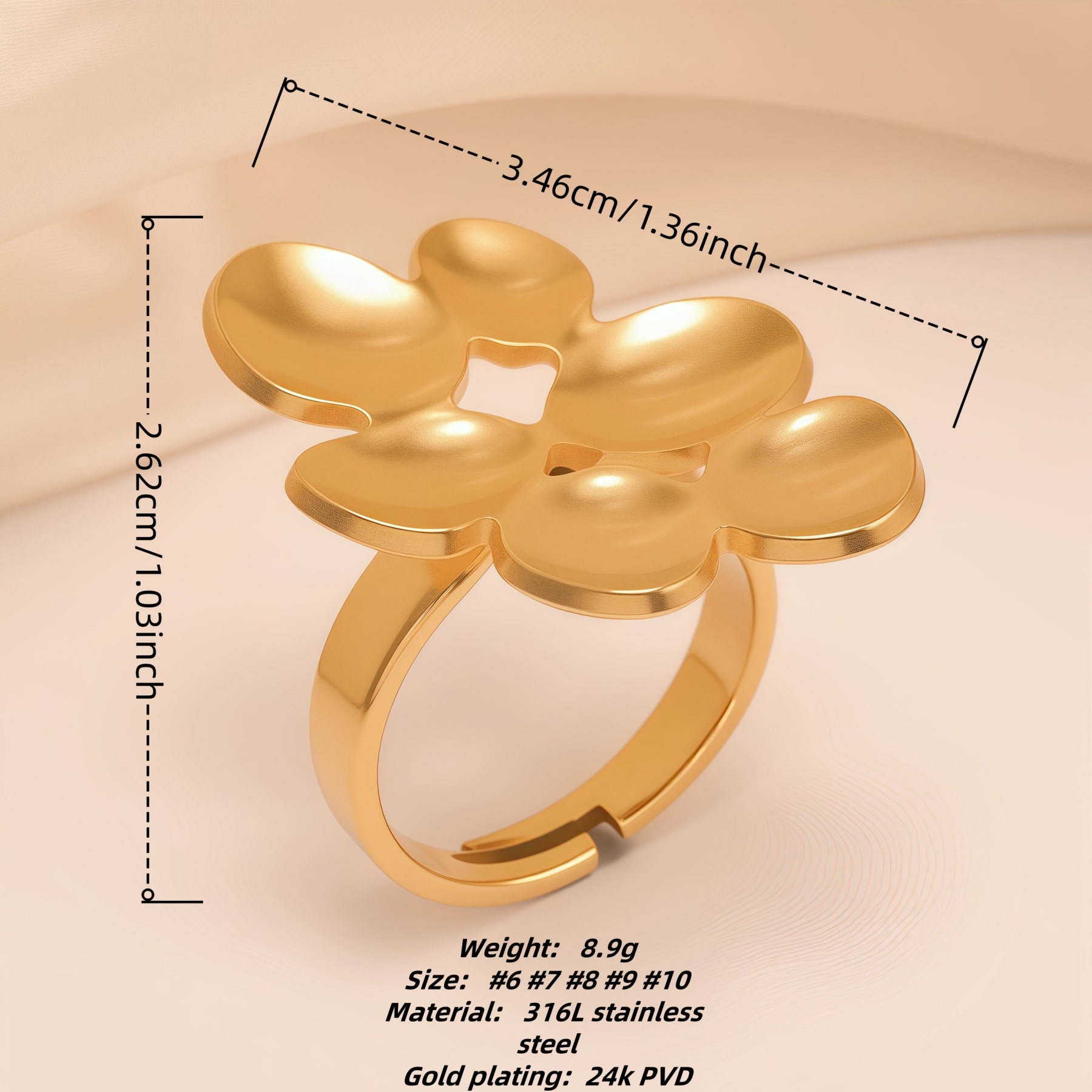 Minimalist Style Hollow Flower Stainless Steel Women's Ring丨G005948-JinBaoJewerly