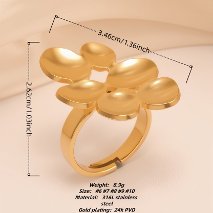 Minimalist Style Hollow Flower Stainless Steel Women's Ring丨G005948-JinBaoJewerly