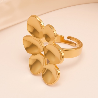 Minimalist Style Hollow Flower Stainless Steel Women's Ring丨G005948-JinBaoJewerly