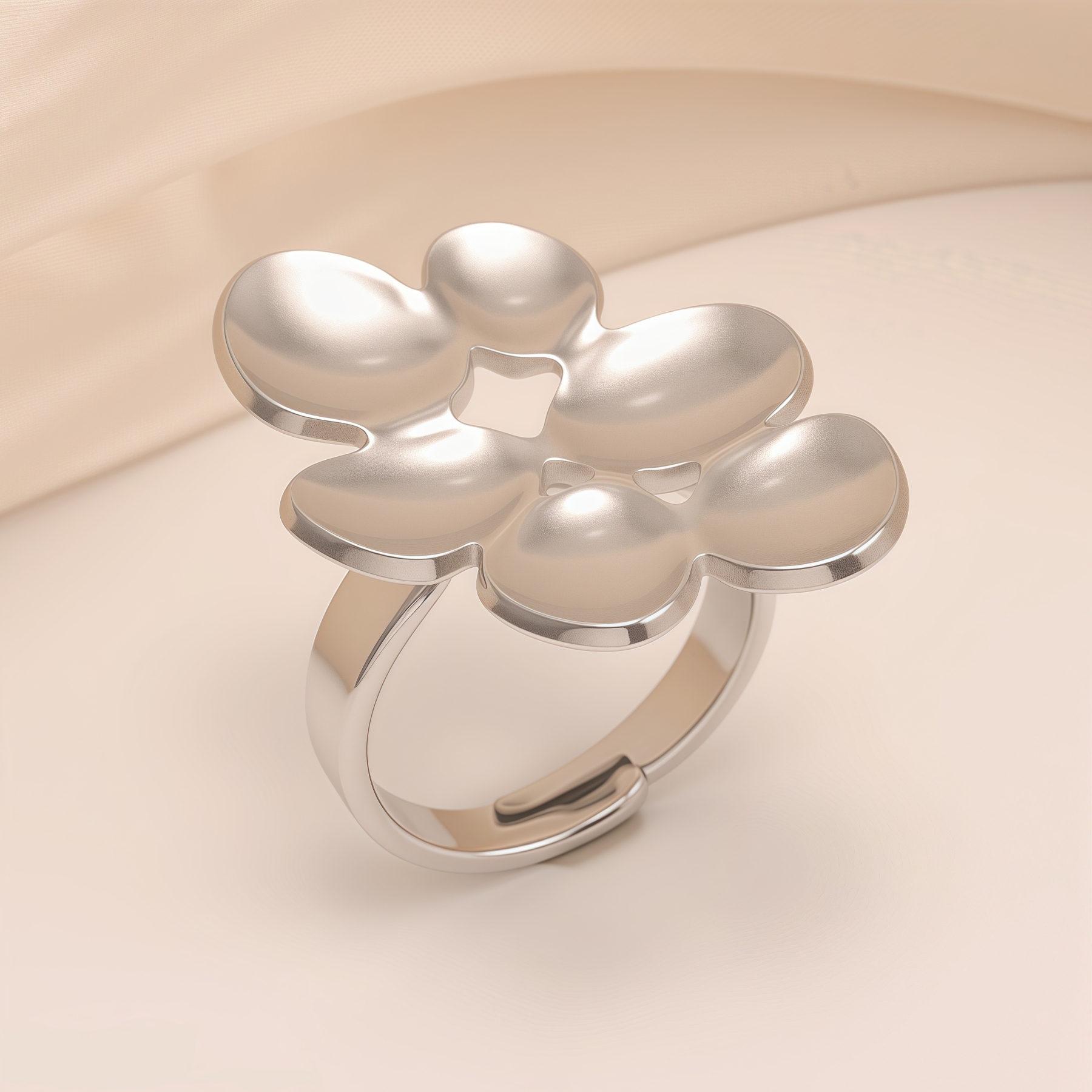 Minimalist Style Hollow Flower Stainless Steel Women's Ring丨G005948-JinBaoJewerly