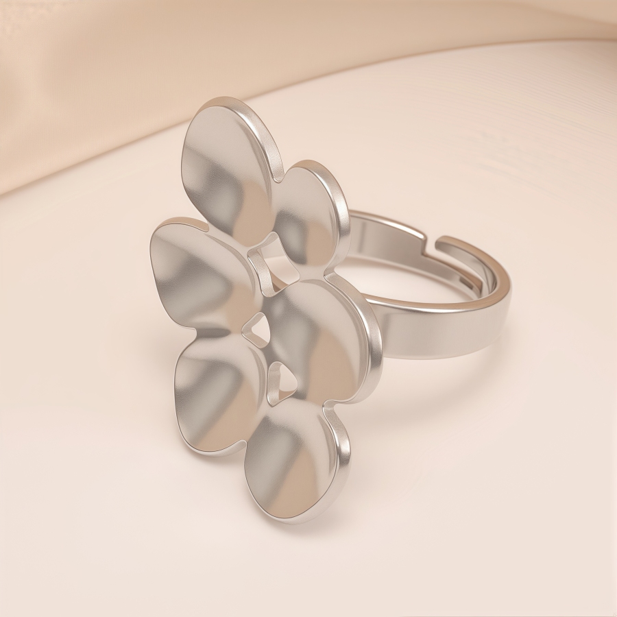 Minimalist Style Hollow Flower Stainless Steel Women's Ring丨G005948
