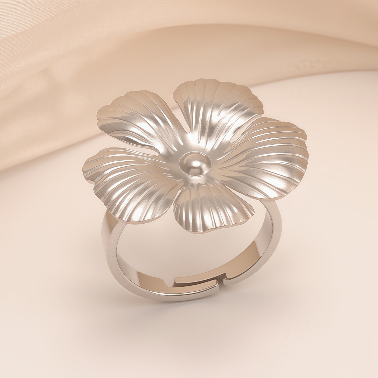Elegant Style Large - petal Flower Stainless Steel Women's Ring丨G004988-JinBaoJewerly
