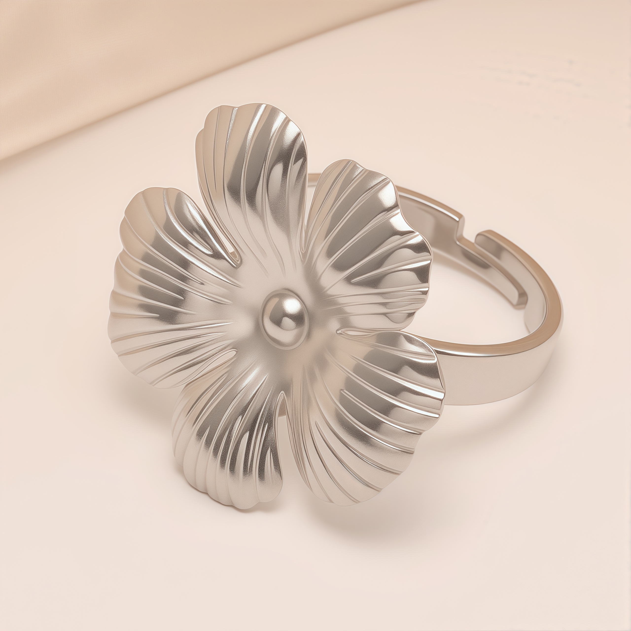 Elegant Style Large - petal Flower Stainless Steel Women's Ring丨G004988-JinBaoJewerly