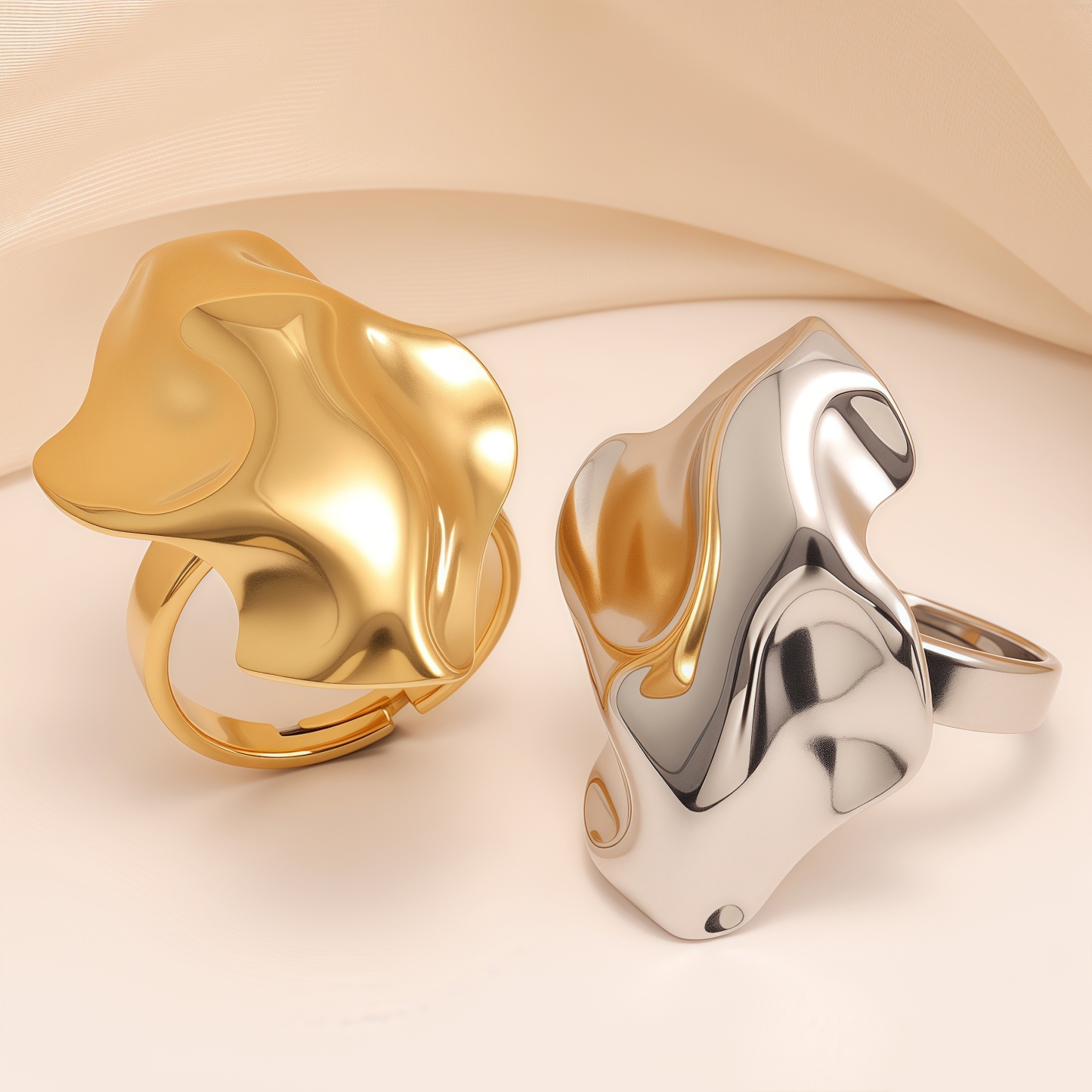 Artistic Style Wavy Stainless Steel Women's Ring丨G005540-JinBaoJewerly