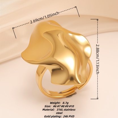 Artistic Style Wavy Stainless Steel Women's Ring丨G005540-JinBaoJewerly