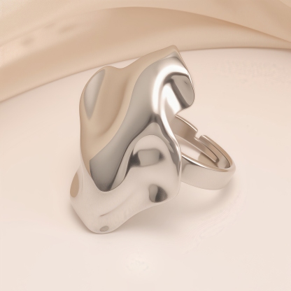 Artistic Style Wavy Stainless Steel Women's Ring丨G005540-JinBaoJewerly