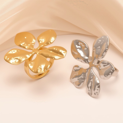 Minimalist Style Five - petal Flower Stainless Steel Women's Ring丨G005171-JinBaoJewerly