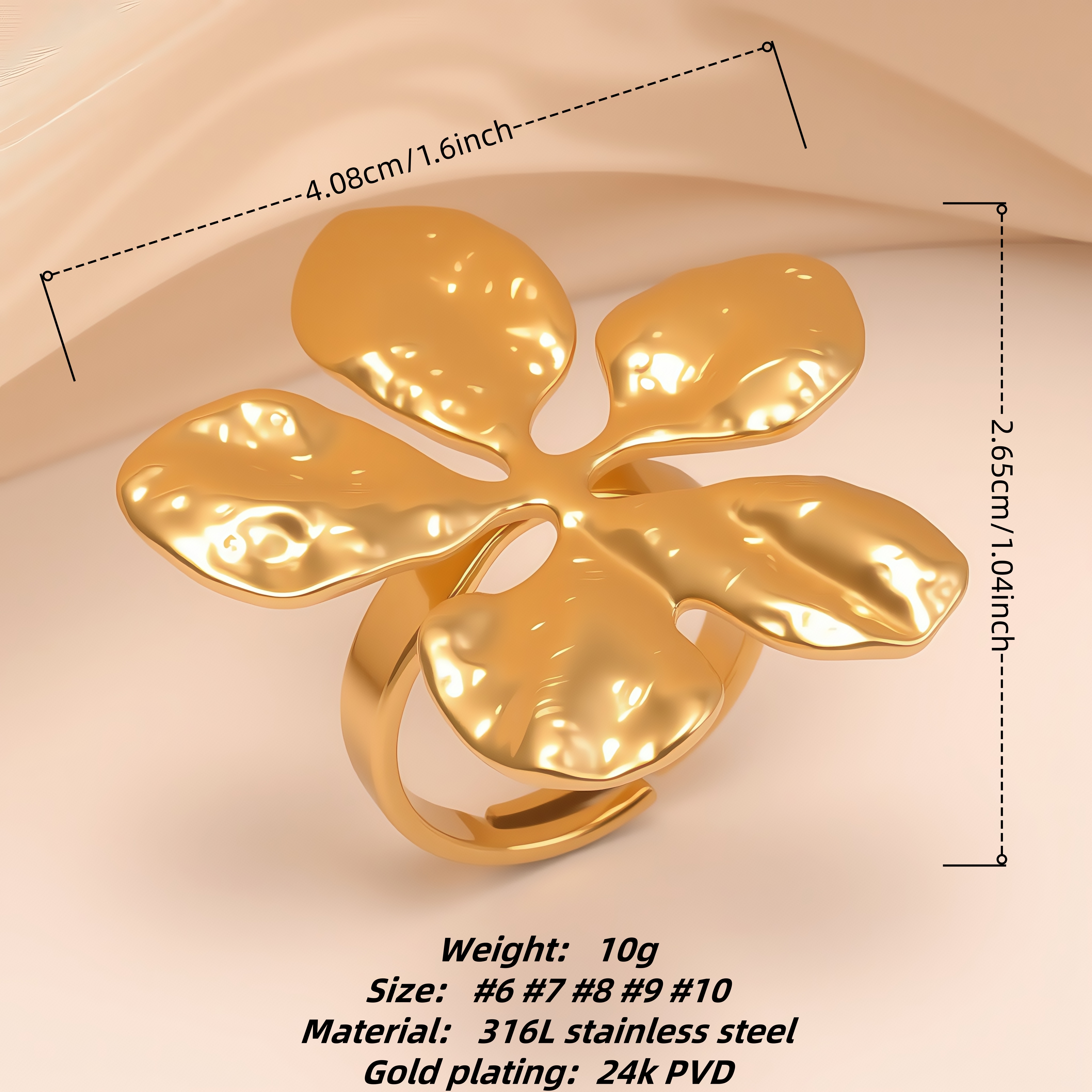Minimalist Style Five - petal Flower Stainless Steel Women's Ring丨G005171-JinBaoJewerly