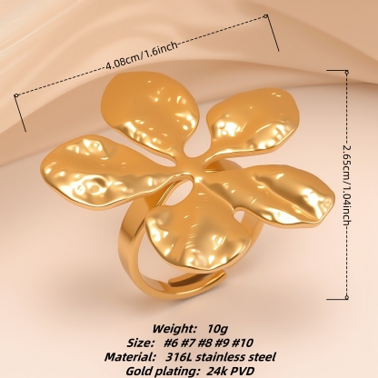 Minimalist Style Five - petal Flower Stainless Steel Women's Ring丨G005171-JinBaoJewerly