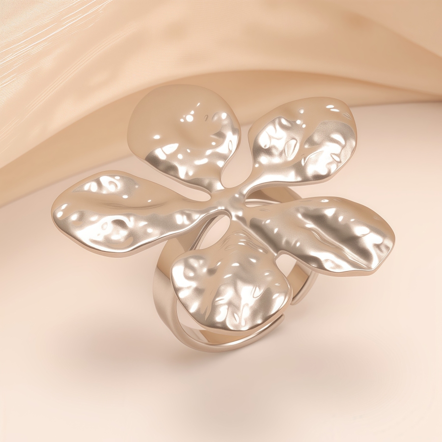 Minimalist Style Five - petal Flower Stainless Steel Women's Ring丨G005171