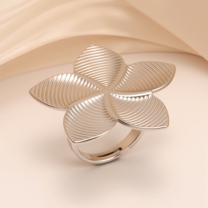 Tropical Textured Flower Stainless Steel Women's Ring丨G005242-JinBaoJewerly