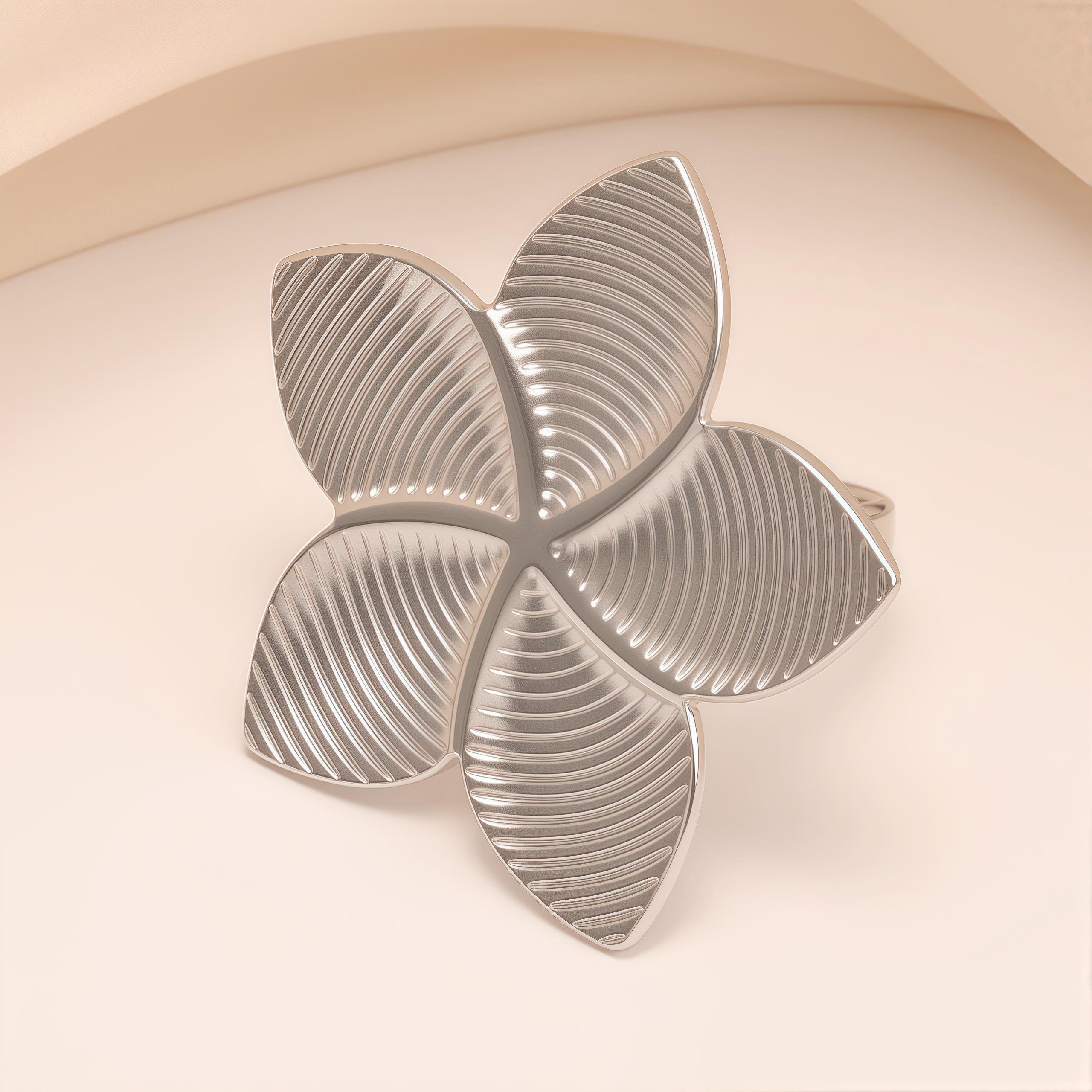 Tropical Textured Flower Stainless Steel Women's Ring丨G005242-JinBaoJewerly