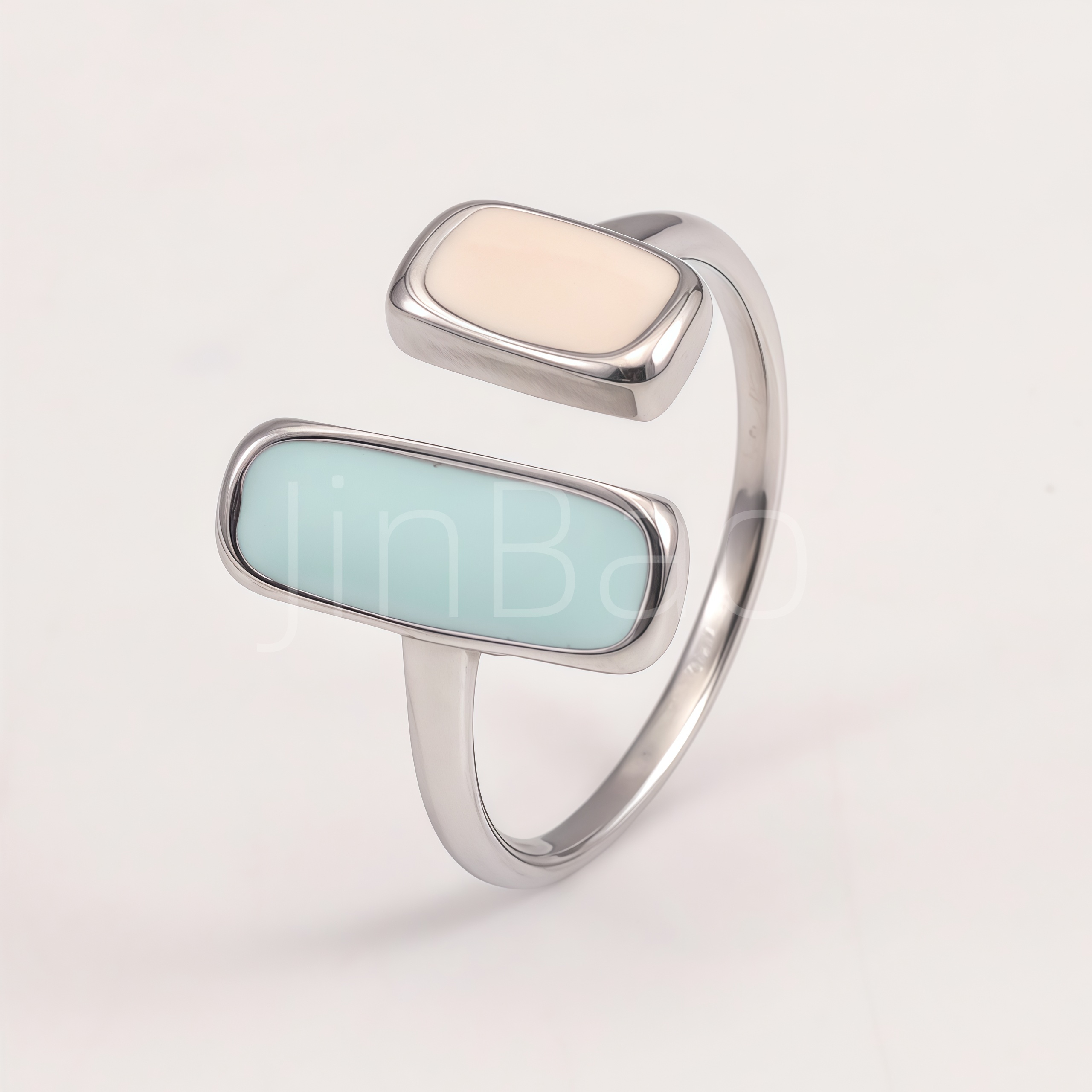  Mint Cream Enamel Open Adjustable Women Ring | N002844