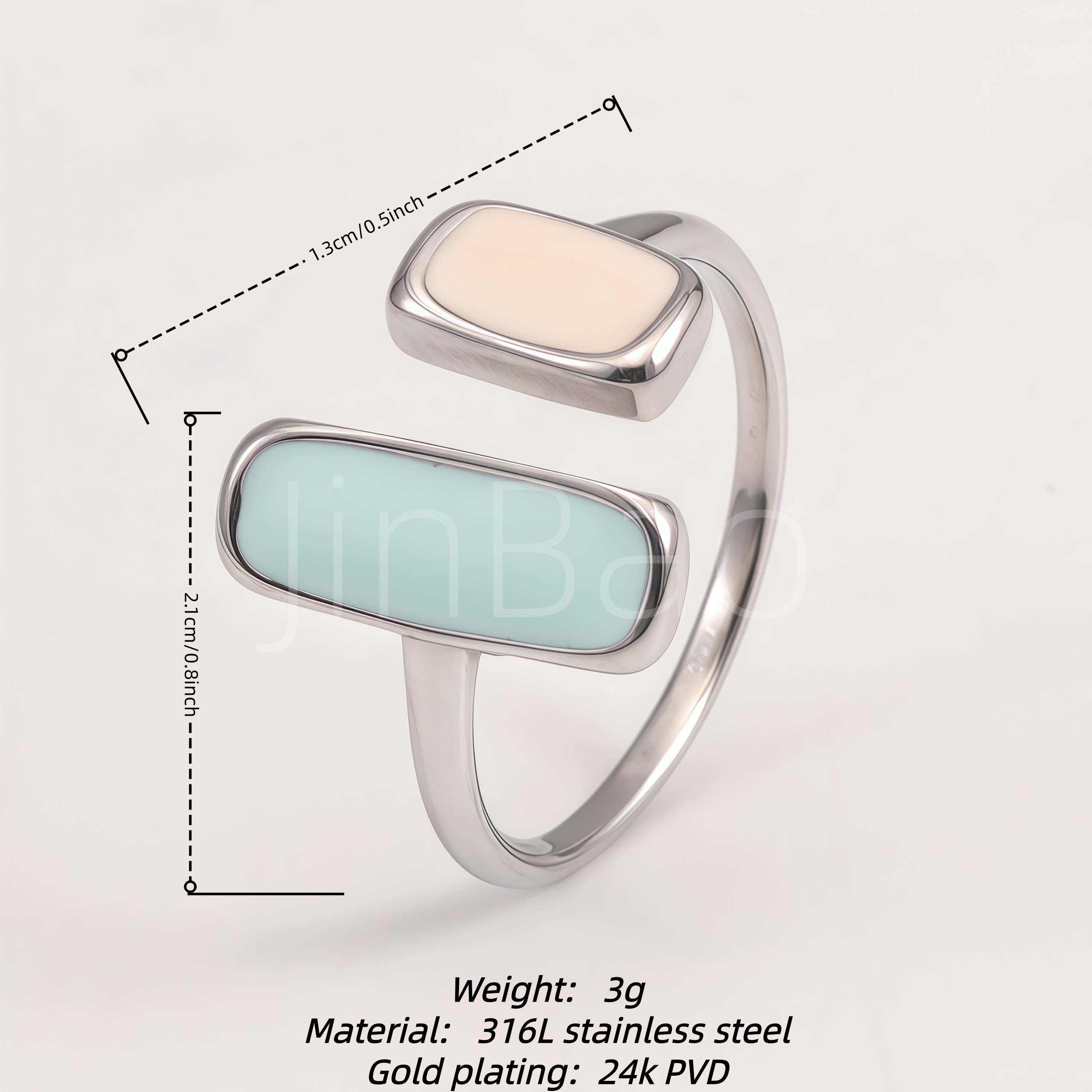  Mint Cream Enamel Open Adjustable Women Ring | N002844