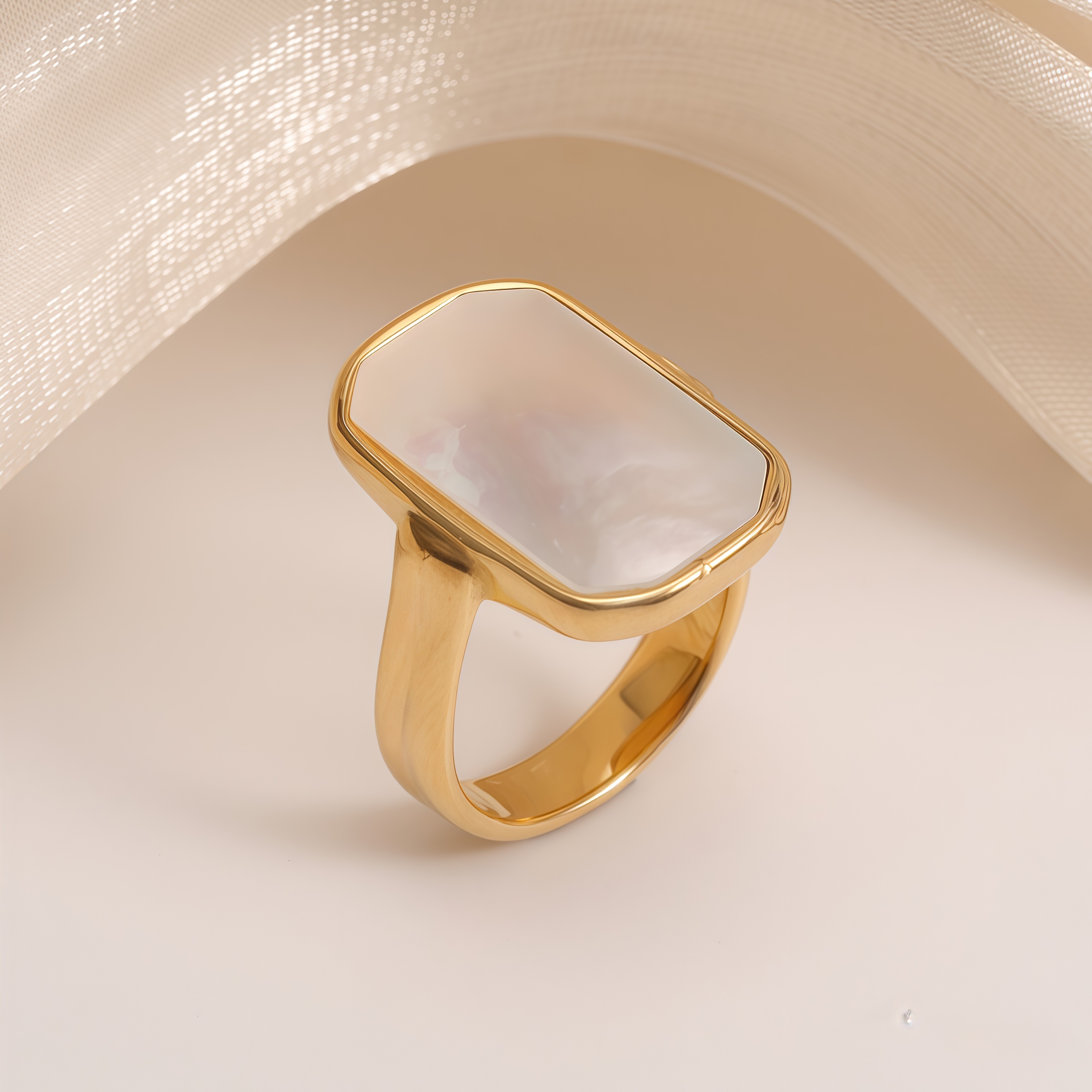 Metallic Texture Mother - of - Pearl Ring Set - Trendy and Versatile Unisex Accessory