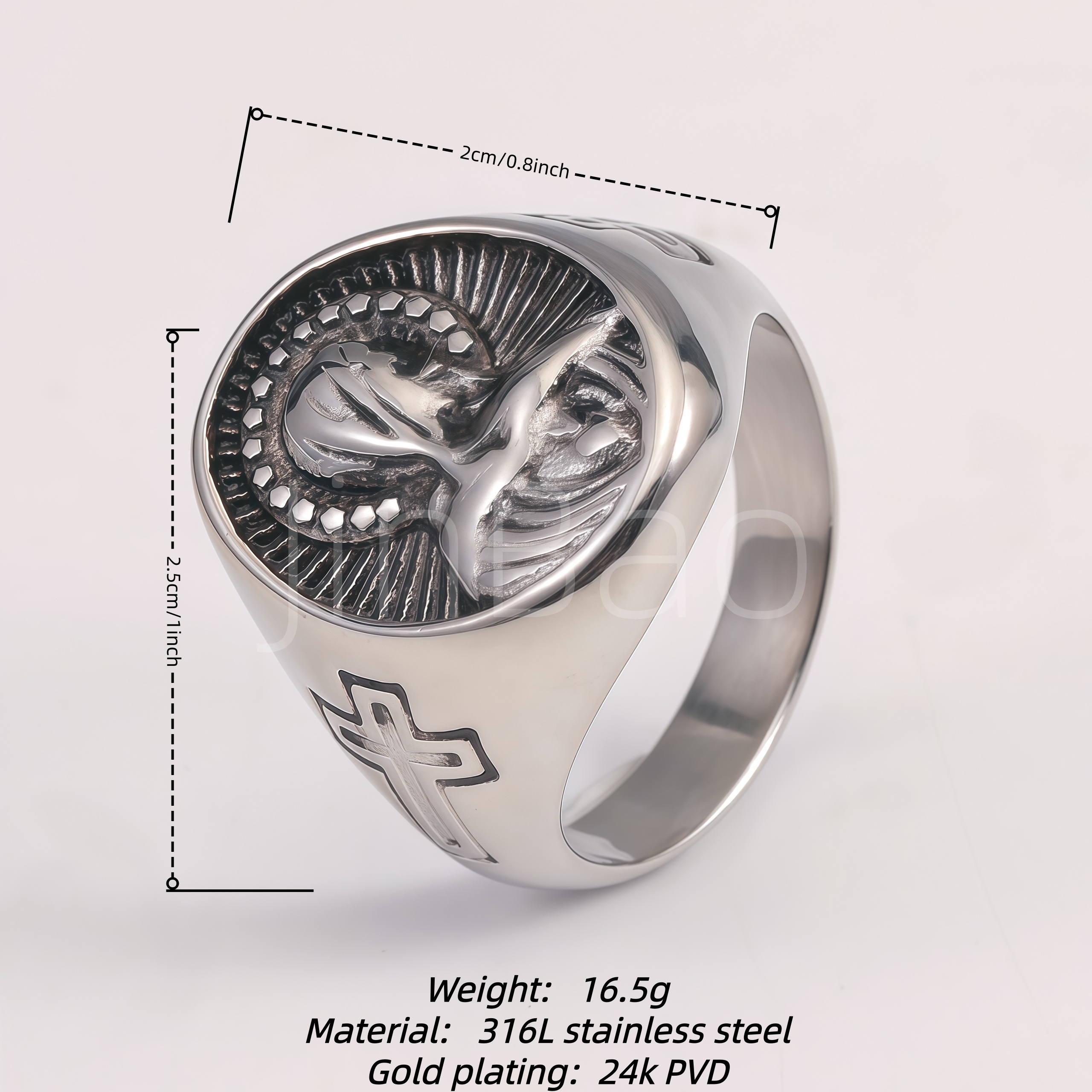 Religious Virgin Mary Embossed Stainless Steel Men Finger Ring | 