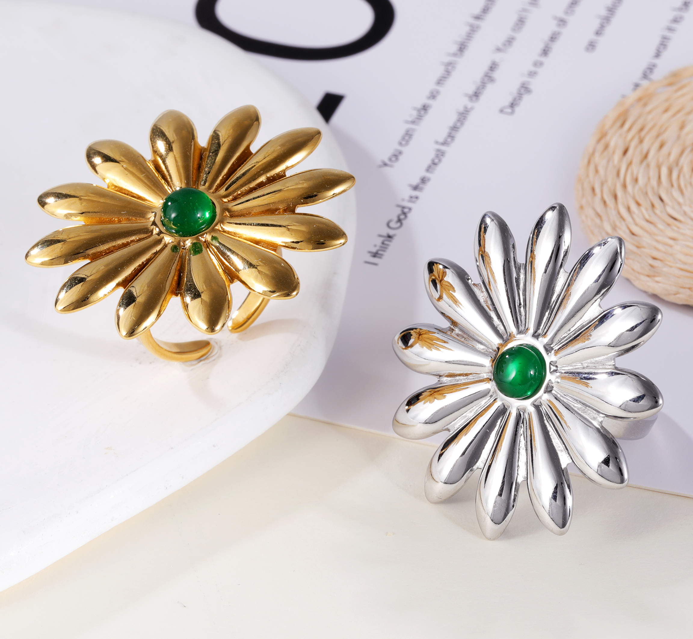 Green Petal Ring - Creative Jewelry for Women | G005546-JinBaoJewerly