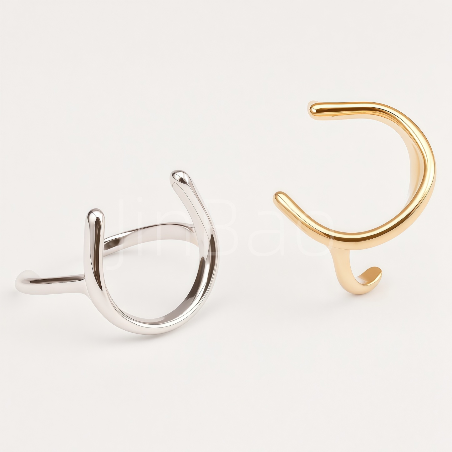 Minimalist Abstract Hook Geometric Open Cuff Ring for Women | E00491