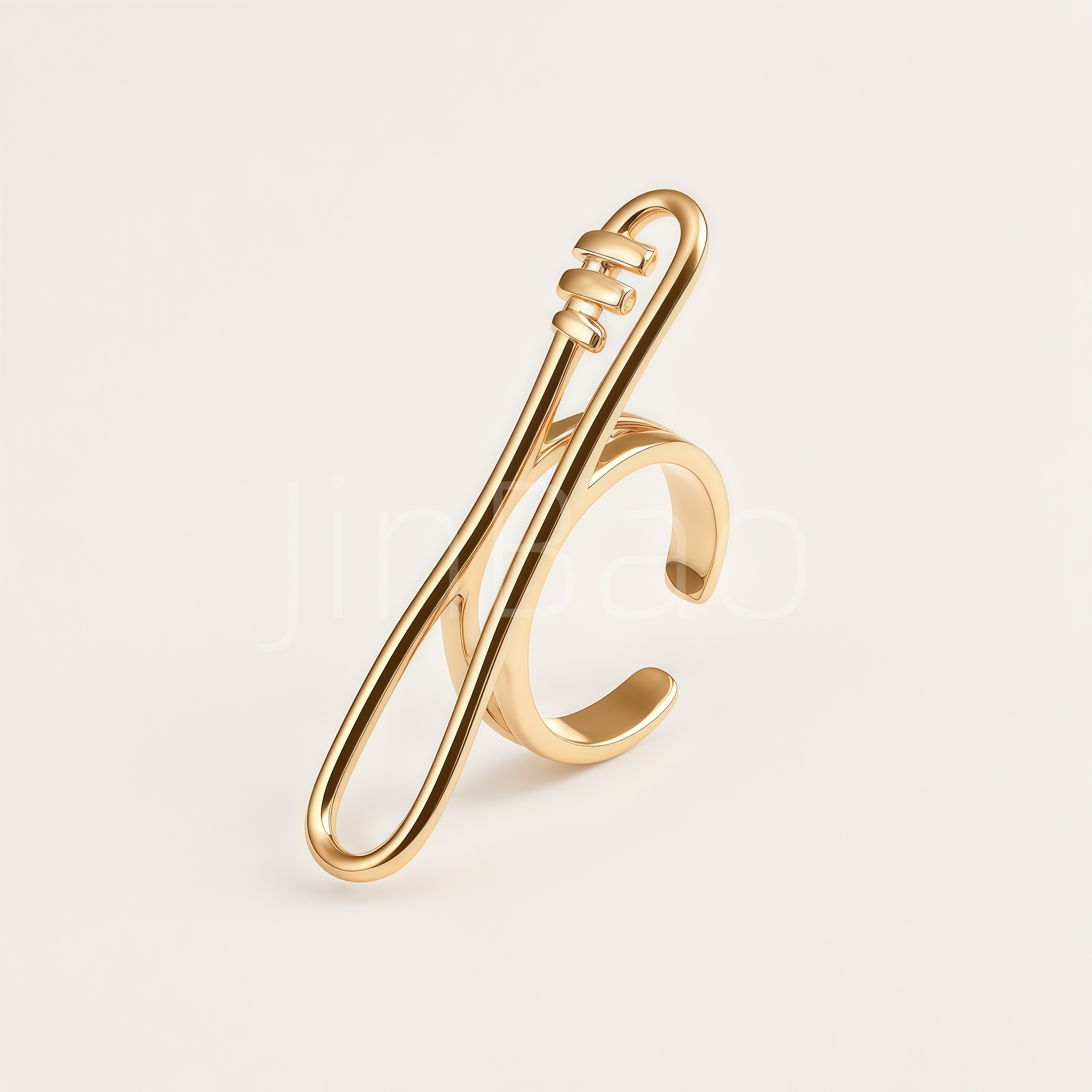 Oriental Style Xi Sign Long Curve Open Finger Ring for Women | E00500J