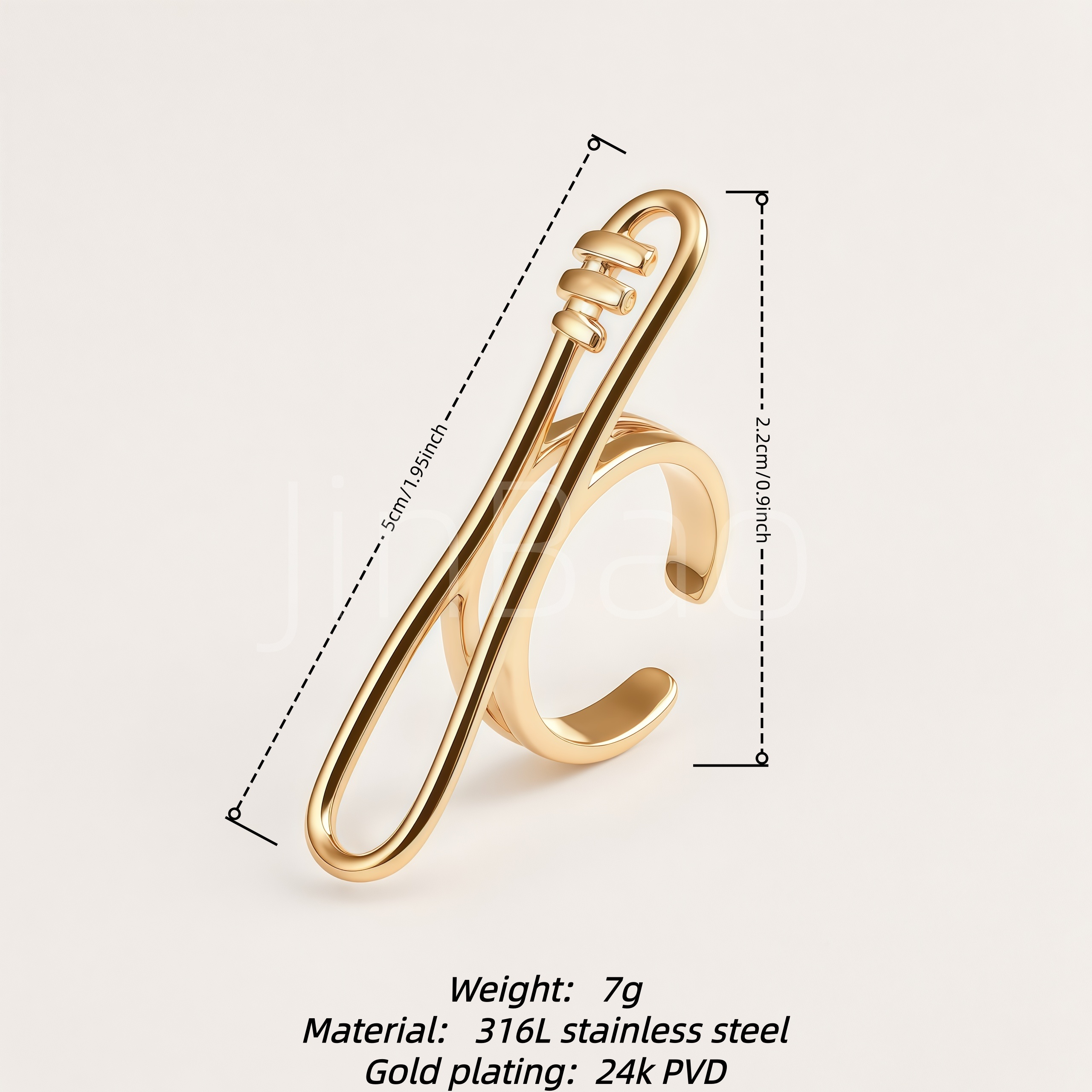 Oriental Style Xi Sign Long Curve Open Finger Ring for Women | E00500J