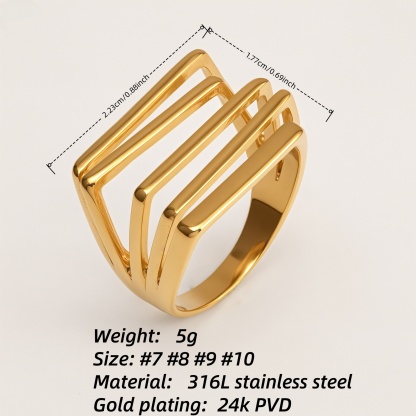 Gold/Silver Multi - Layered Line Ring - Minimalist and Stylish Jewelry | G005583-JinBaoJewerly