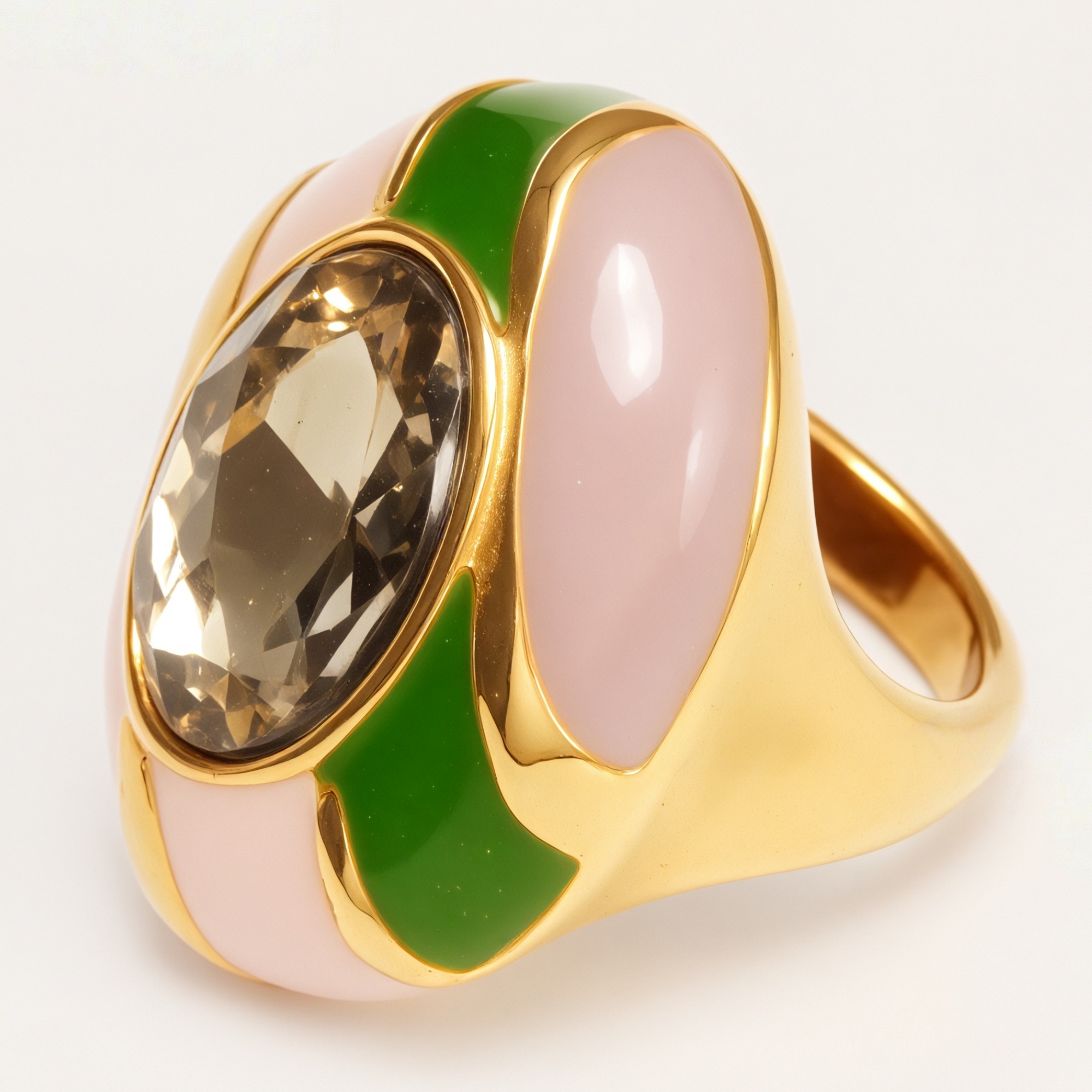 Luxury Enamel Gemstone Inlaid Stainless Steel Women's Ring | G004462JHU-JinBaoJewerly