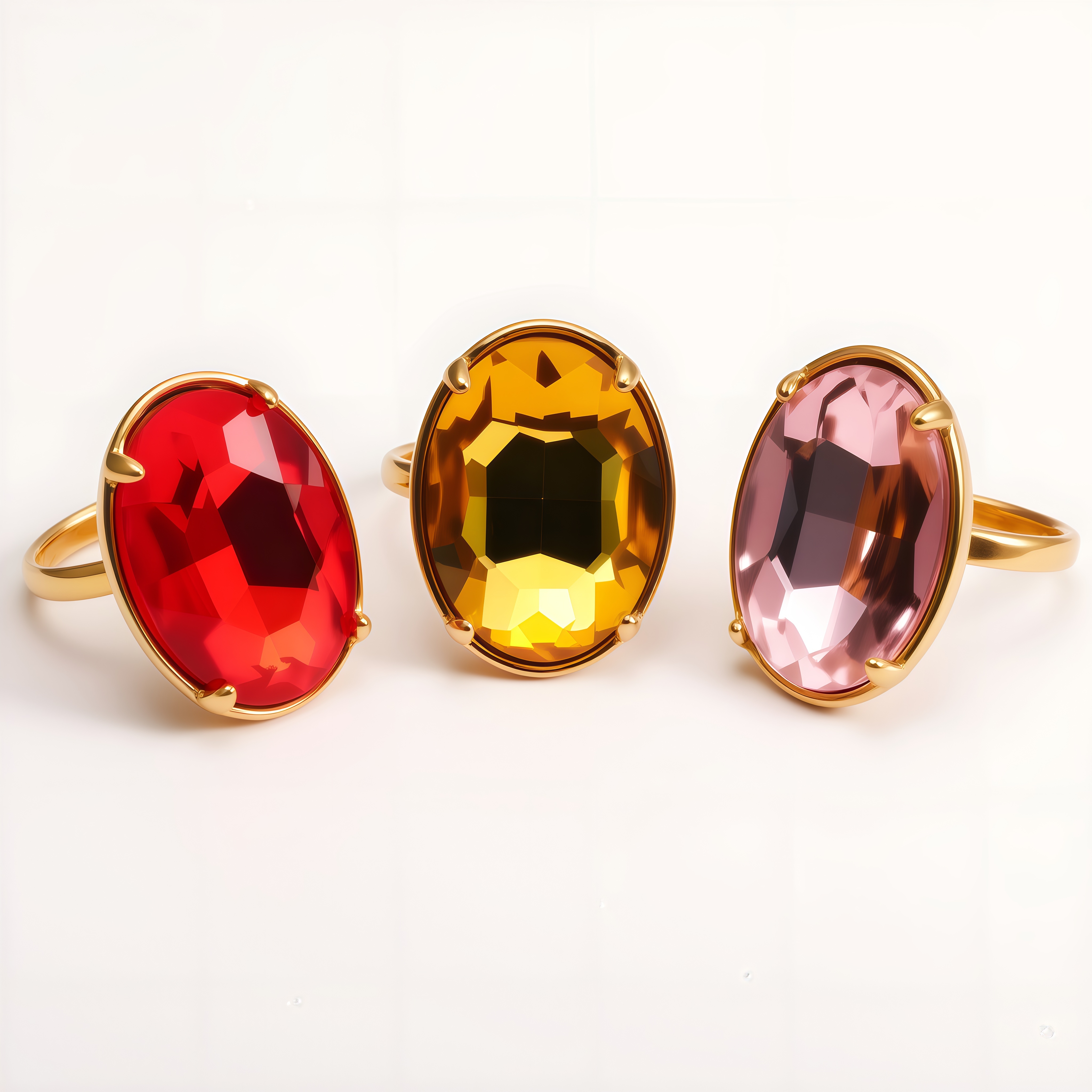 Gold Plated Stainless Steel Oval Citrine Gemstone Ring for Women Fashion for Party & Daily Wear