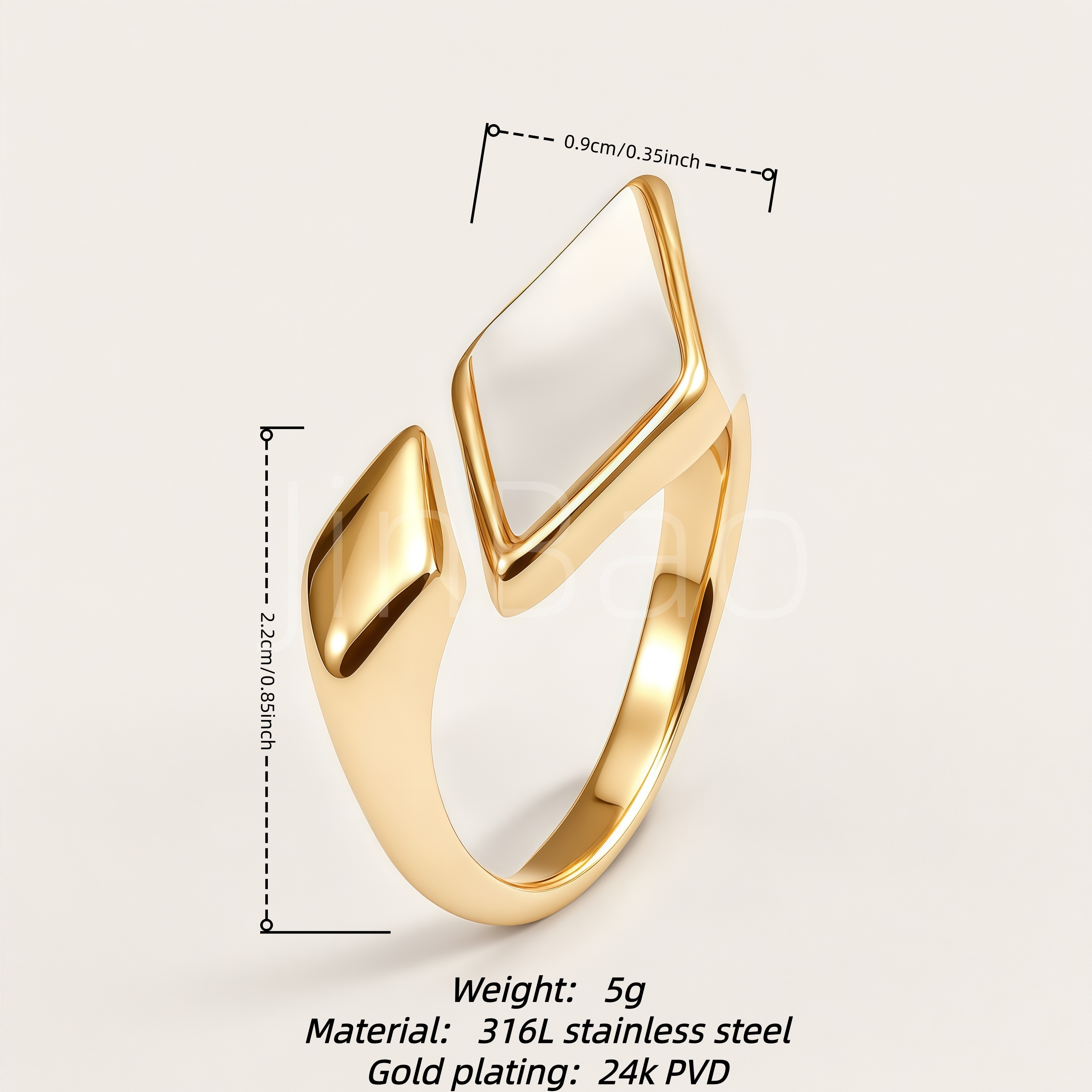 Styles Minimalist White Shell Geometric Gold Finger Rings for Women