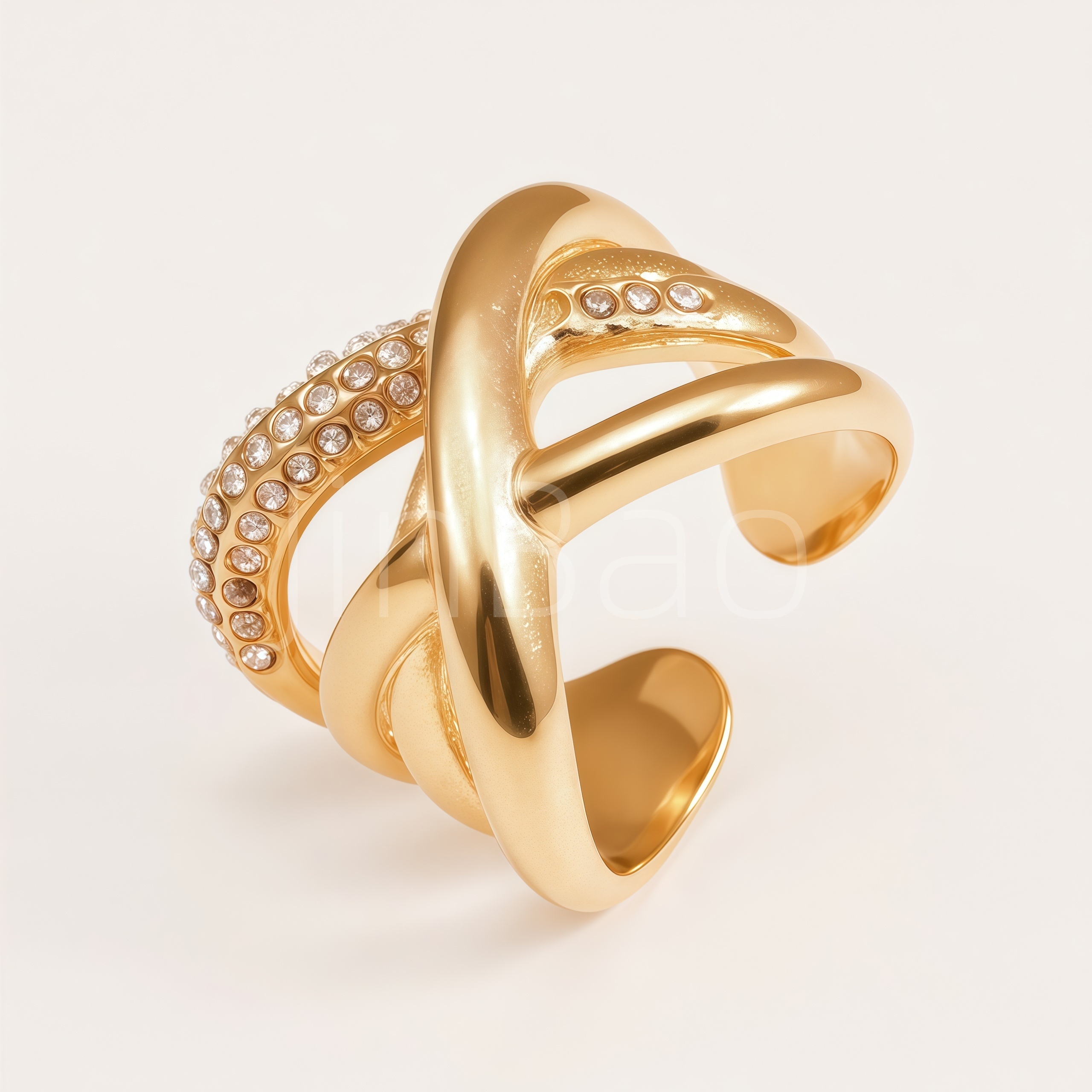 Multi‑Layer Intertwined CZ Pave Open Wide Women's Rings, Assorted Styles
